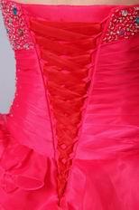 Sweetheart Hot Pink Cascade Fuchsia Organza Ball Dress