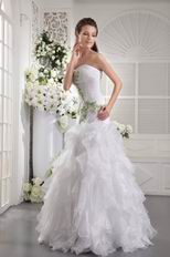 White Strapless Dress With Leaves Decorate Quinceanera Dress