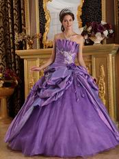 Medium Purple Quinceanera Dress With Applique Emberllishments