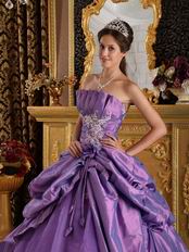Medium Purple Quinceanera Dress With Applique Emberllishments