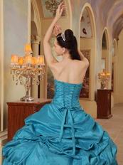 Teal Blue Designer Puffy Quinceanera Dress For 2014 Winter