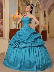 Teal Blue Designer Puffy Quinceanera Dress For 2014 Winter