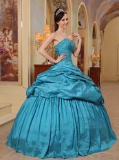 Teal Blue Designer Puffy Quinceanera Dress For 2014 Winter