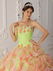 Organza Multi-Color Quinceanera Dress With Ruffles Skirt