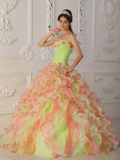 Organza Multi-Color Quinceanera Dress With Ruffles Skirt