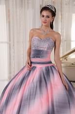 Vogue Ombre Contrast Pink Fabric 16 Years Old Quinceanera Dress