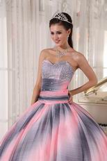 Vogue Ombre Contrast Pink Fabric 16 Years Old Quinceanera Dress