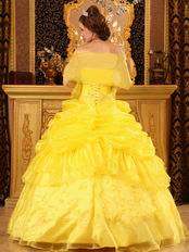 Bright Yellow Embroidery Quinceanera Dress With Jacket