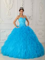 Deep Sky Blue Puffy La Quinceanera Dresses Under $250