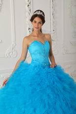Deep Sky Blue Puffy La Quinceanera Dresses Under $250
