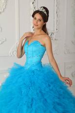 Deep Sky Blue Puffy La Quinceanera Dresses Under $250