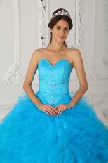 Deep Sky Blue Puffy La Quinceanera Dresses Under $250