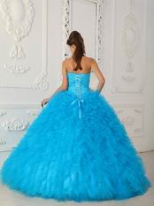 Deep Sky Blue Puffy La Quinceanera Dresses Under $250