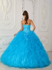 Deep Sky Blue Puffy La Quinceanera Dresses Under $250