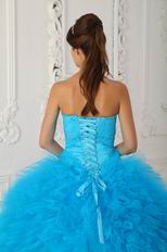 Deep Sky Blue Puffy La Quinceanera Dresses Under $250