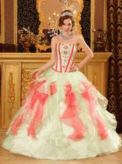 Fresh Multi-Color Pink And Apple Green Quinceanera Dress