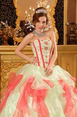 Fresh Multi-Color Pink And Apple Green Quinceanera Dress