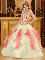 Fresh Multi-Color Pink And Apple Green Quinceanera Dress