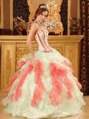 Fresh Multi-Color Pink And Apple Green Quinceanera Dress