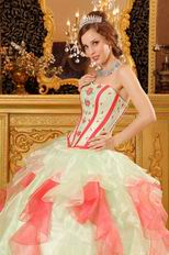 Fresh Multi-Color Pink And Apple Green Quinceanera Dress