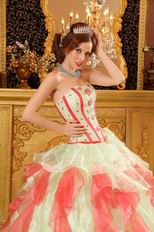 Fresh Multi-Color Pink And Apple Green Quinceanera Dress