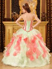 Fresh Multi-Color Pink And Apple Green Quinceanera Dress