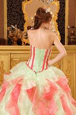 Fresh Multi-Color Pink And Apple Green Quinceanera Dress