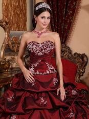 Burgundy Puffy Skirt Quinceanera Dress For 16th Birthday Party