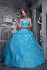 Sky Blue Embroidery 2014 Designer Quinceanera Dress For Sale
