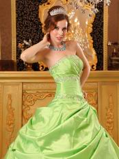 Spring Green Strapless Embroidery Decorate Quinceanera Dress