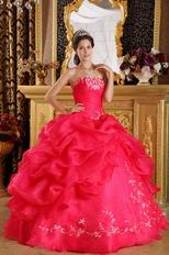 Strapless Deep Pink Quinceanera Dress With Embroidery Bottom