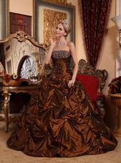 Beaded Saddle Brown New Coming Quinceanera Dress