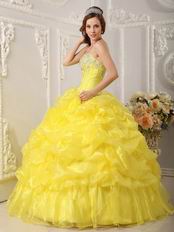 Canary Bright Yellow Bubble Skirt Quinceanera Dress