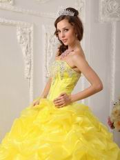 Canary Bright Yellow Bubble Skirt Quinceanera Dress