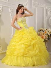 Canary Bright Yellow Bubble Skirt Quinceanera Dress