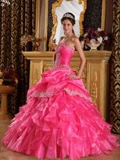 Strapless Floor Length Corset Quinceanera Dress In Hot Pink