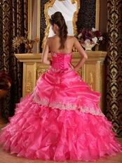 Strapless Floor Length Corset Quinceanera Dress In Hot Pink