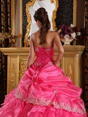 Strapless Floor Length Corset Quinceanera Dress In Hot Pink