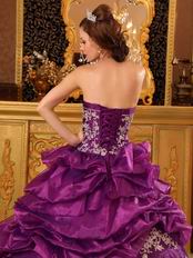 Designer Dark Magenta Appliqued Dress To Quinceanera Party