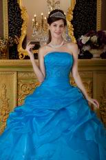 Strapless Azure Embroidered Quinceanera Gown On Internet