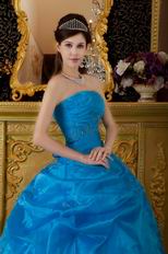 Strapless Azure Embroidered Quinceanera Gown On Internet