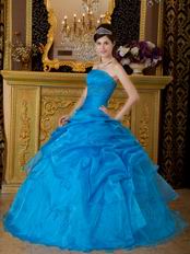 Strapless Azure Embroidered Quinceanera Gown On Internet