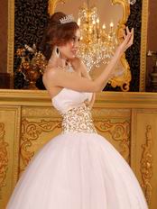 Fitted White Ancient Palace Ball Dress With Gold Embroidery