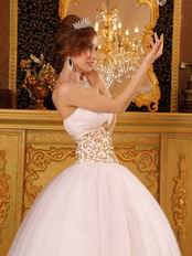 Fitted White Ancient Palace Ball Dress With Gold Embroidery