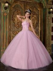 Top Designer Quinceanera Dress With Strapless Pink Tulle Skirt