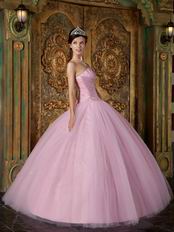 Top Designer Quinceanera Dress With Strapless Pink Tulle Skirt