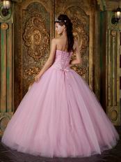 Top Designer Quinceanera Dress With Strapless Pink Tulle Skirt