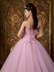 Top Designer Quinceanera Dress With Strapless Pink Tulle Skirt