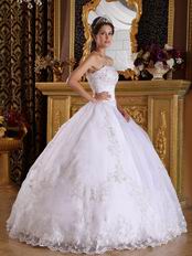 Strapless Appliqued Skirt White Quinceanera Dresses Maker