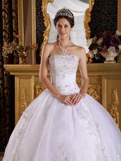 Strapless Appliqued Skirt White Quinceanera Dresses Maker